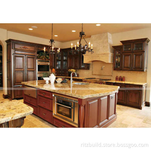 Home Furniture Solid Wood Antique Wood Kitchen Cabinet Design, Full Solid Wood